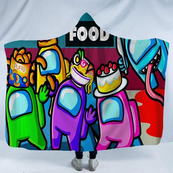 Game Among Us 3D Print Fleece Hooded Blanket