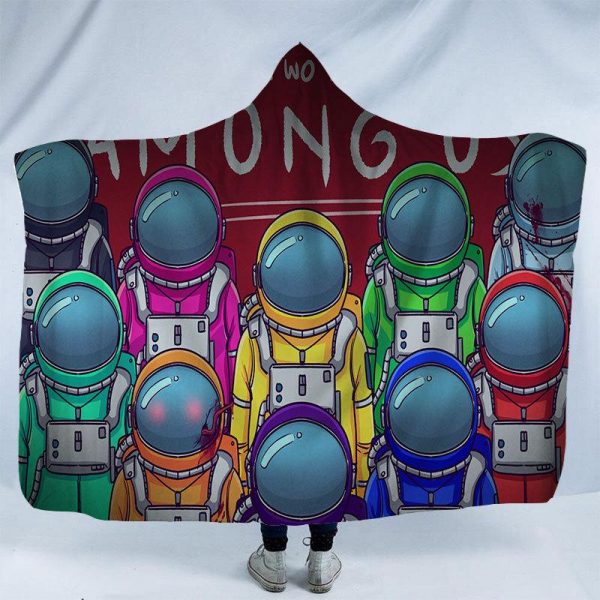 Game Among Us 3D Print Fleece Hooded Blanket