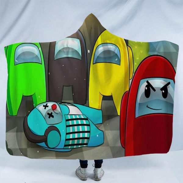 Game Among Us 3D Print Fleece Hooded Blanket