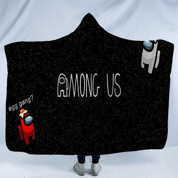 Game Among Us 3D Print Fleece Hooded Blanket