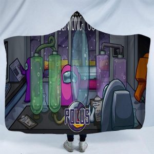 Game Among Us 3D Print Fleece Hooded Blanket