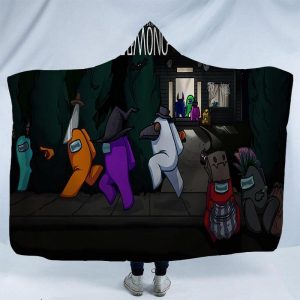 Game Among Us 3D Print Fleece Hooded Blanket