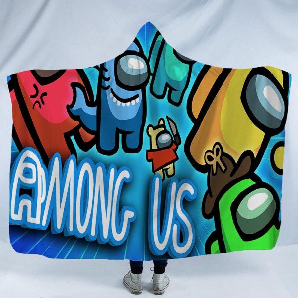 Game Among Us 3D Print Fleece Hooded Blanket