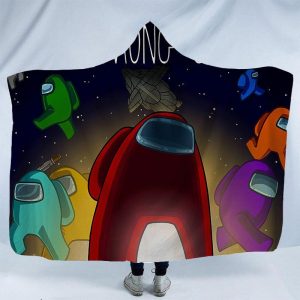 Game Among Us 3D Print Fleece Hooded Blanket