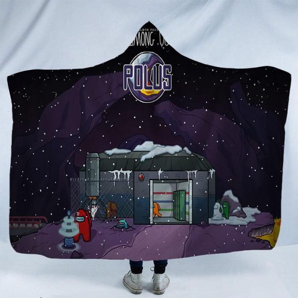 Game Among Us 3D Print Fleece Hooded Blanket