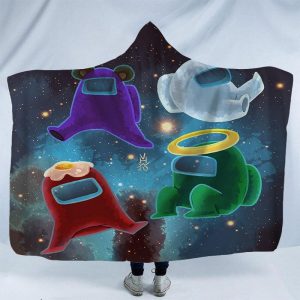 Game Among Us 3D Print Fleece Hooded Blanket