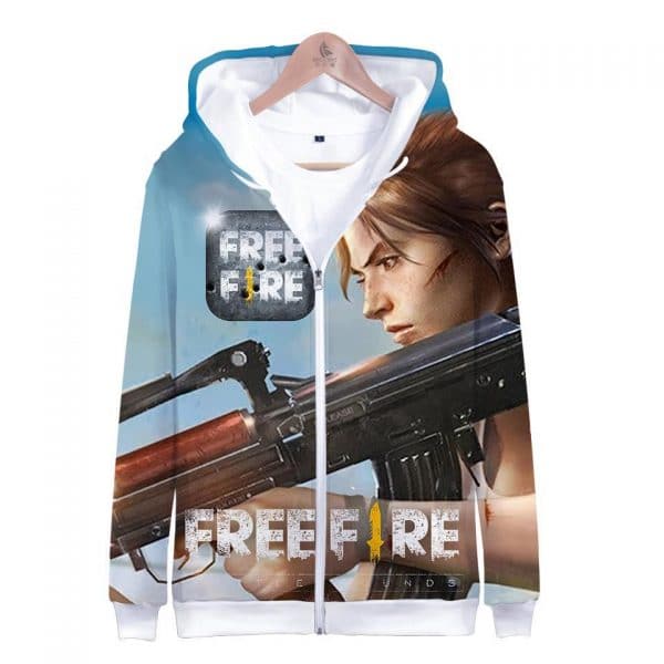Game Free Fire 3D Zipper Hoodie - Funny Long Sleeve Sweatshirt