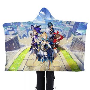 Game Genshin Impact Flannel Hooded Blanket