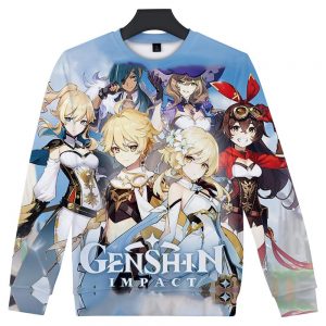 Game Genshin Impact Print 3D Capless Sweatshirt