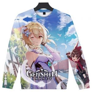 Game Genshin Impact Print 3D Capless Sweatshirt