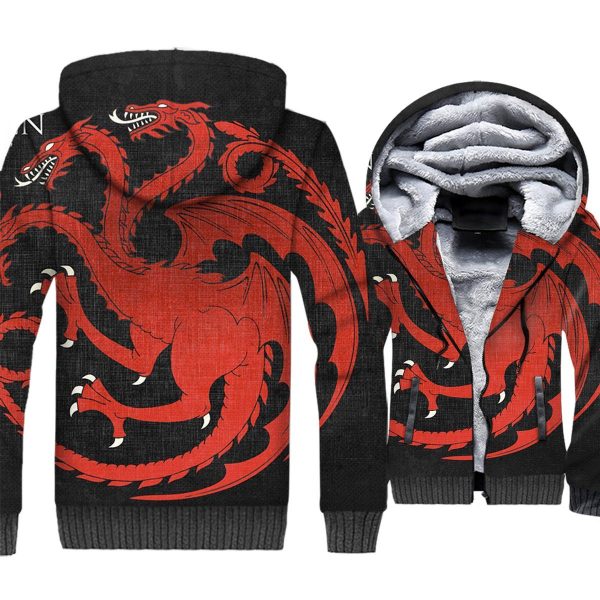 Game of Thrones Jackets - Game of Thrones Series House Targaryen Icon Super Cool 3D Fleece Jacket