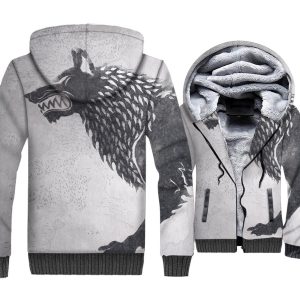 Game of Thrones Jackets - Game of Thrones Series Stark White Icon Super Cool 3D Fleece Jacket