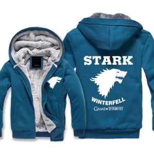 Game of Thrones Jackets - Solid Color Game of Thrones House Stark Logo Icon Fleece Jacket