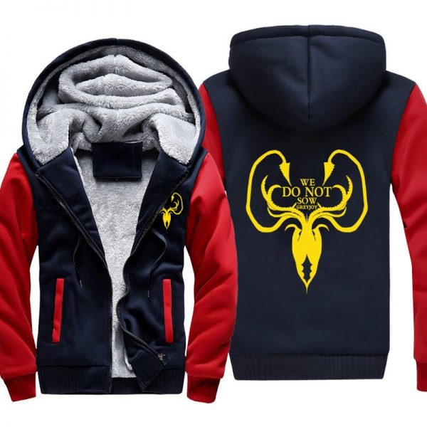 Game of Thrones Jackets - Solid Color Greyjoy squid Icon Fleece Jacket