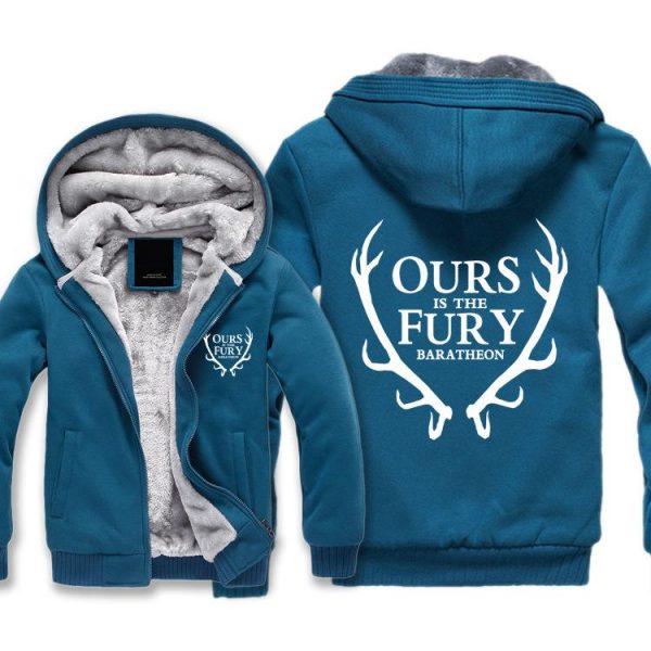 Game of Thrones Jackets - Solid Color Ours Is the Fury Deer Icon Fleece Jacket
