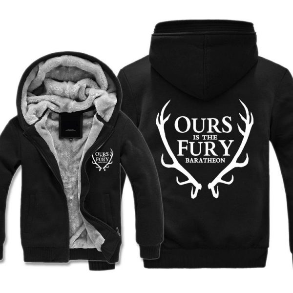 Game of Thrones Jackets - Solid Color Ours Is the Fury Deer Icon Fleece Jacket
