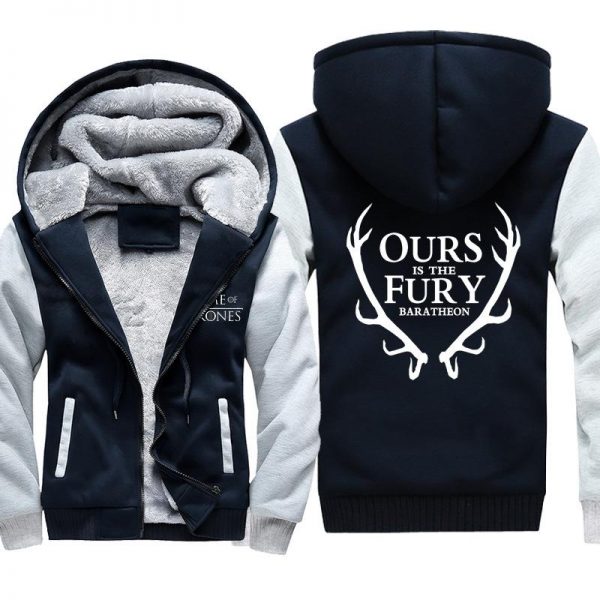 Game of Thrones Jackets - Solid Color Ours Is the Fury Deer Icon Fleece Jacket