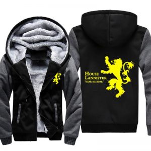 Game of Thrones Jackets - Solid Color Tyrion Lannister Lion Icon Fleece Jacket