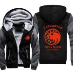 Game of Thrones Jackets - Solid Color Viserys Targaryen Three Fire Dragon Icon Fleece Jacket