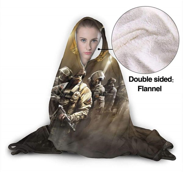 Game Rainbow Six Siege Pilling Proof Flannel Hooded Blanket
