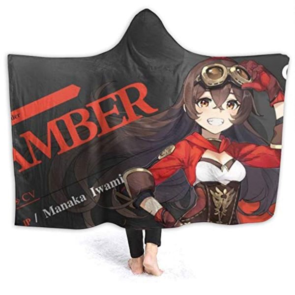 Genshin Impact Hooded Blanket - 3D Print Thick Blanket for Kids Teens Adults