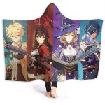 Genshin Impact Hooded Blanket - 3D Print Thick Blanket for Kids Teens Adults