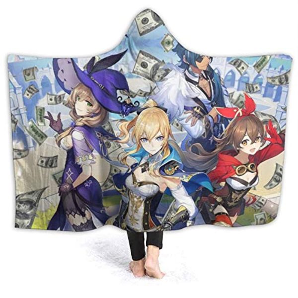 Genshin Impact Hooded Blanket - 3D Print Thick Blanket for Kids Teens Adults