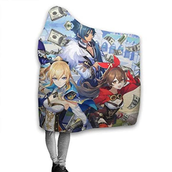 Genshin Impact Hooded Blanket - 3D Print Thick Blanket for Kids Teens Adults