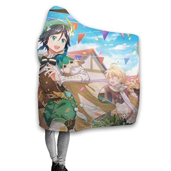 Genshin Impact Hooded Blanket - 3D Print Thick Blanket for Kids Teens Adults