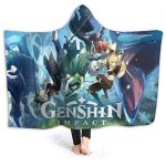 Genshin Impact Hooded Blanket - 3D Print Thick Blanket for Kids Teens Adults