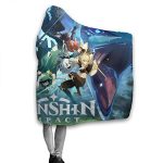 Genshin Impact Hooded Blanket - 3D Print Thick Blanket for Kids Teens Adults