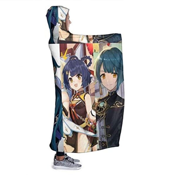 Genshin Impact Hooded Blanket - 3D Print Thick Blanket for Kids Teens Adults