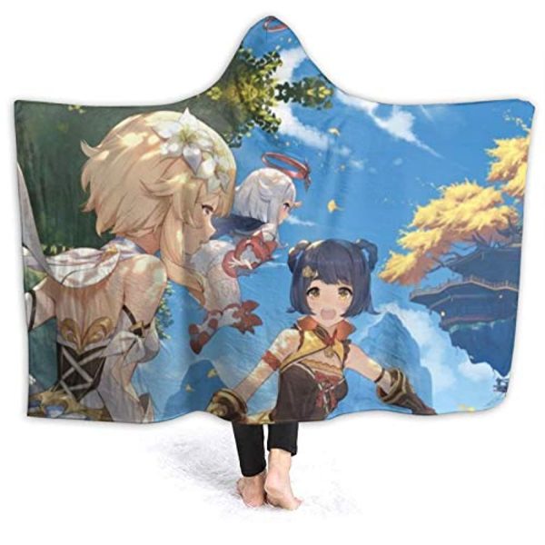 Genshin Impact Hooded Blanket - 3D Print Thick Blanket for Kids Teens Adults