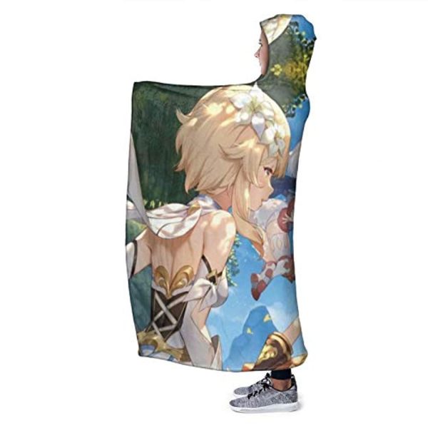 Genshin Impact Hooded Blanket - 3D Print Thick Blanket for Kids Teens Adults