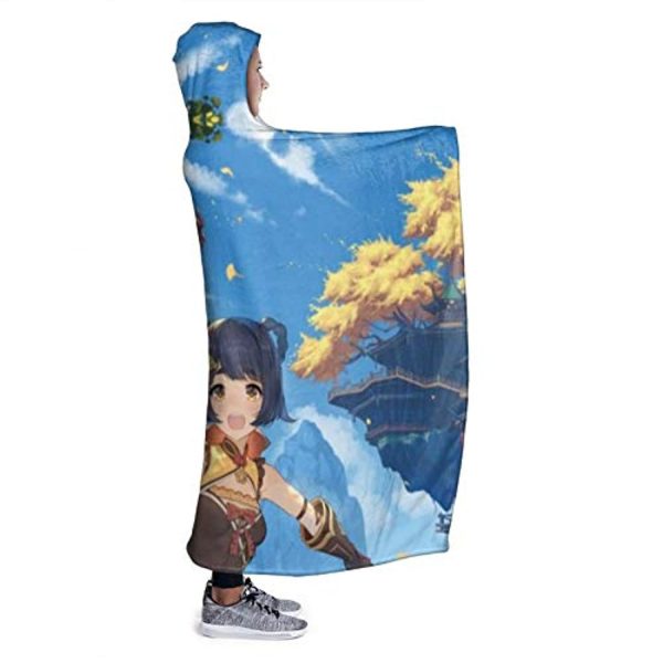 Genshin Impact Hooded Blanket - 3D Print Thick Blanket for Kids Teens Adults