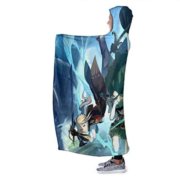 Genshin Impact Hooded Blanket - 3D Print Thick Blanket for Kids Teens Adults
