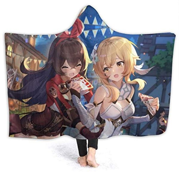 Genshin Impact Hooded Blanket - 3D Print Thick Blanket for Kids Teens Adults