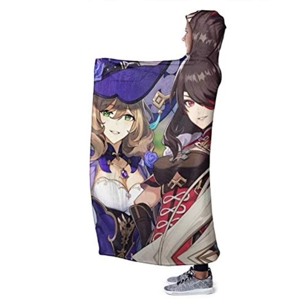 Genshin Impact Hooded Blanket - 3D Print Thick Blanket for Kids Teens Adults