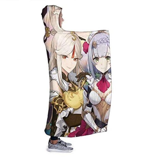Genshin Impact Hooded Blanket - 3D Print Thick Blanket for Kids Teens Adults