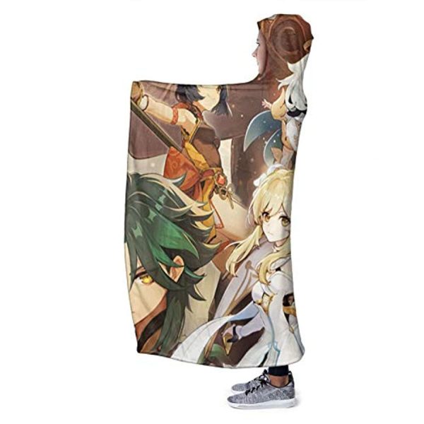 Genshin Impact Hooded Blanket - 3D Print Thick Blanket for Kids Teens Adults