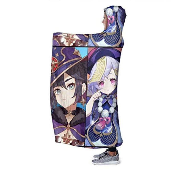 Genshin Impact Hooded Blanket - 3D Print Thick Blanket for Kids Teens Adults