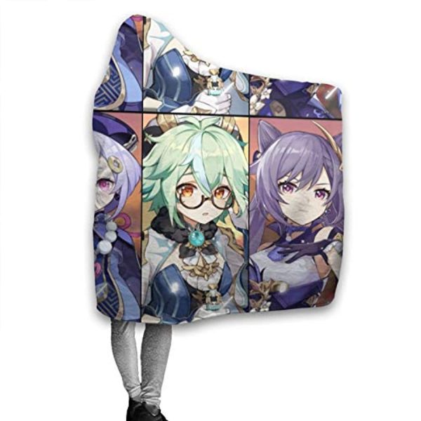Genshin Impact Hooded Blanket - 3D Print Thick Blanket for Kids Teens Adults