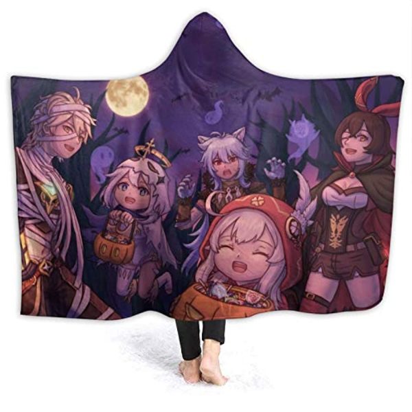 Genshin ImPact Hooded Blanket - Lisa Kaeya Jean Amber Cozy Thick Hooded Blanket