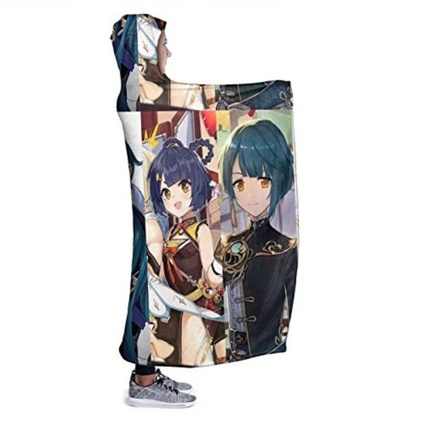 Genshin ImPact Hooded Blanket - Lisa Kaeya Jean Amber Cozy Thick Hooded Blanket