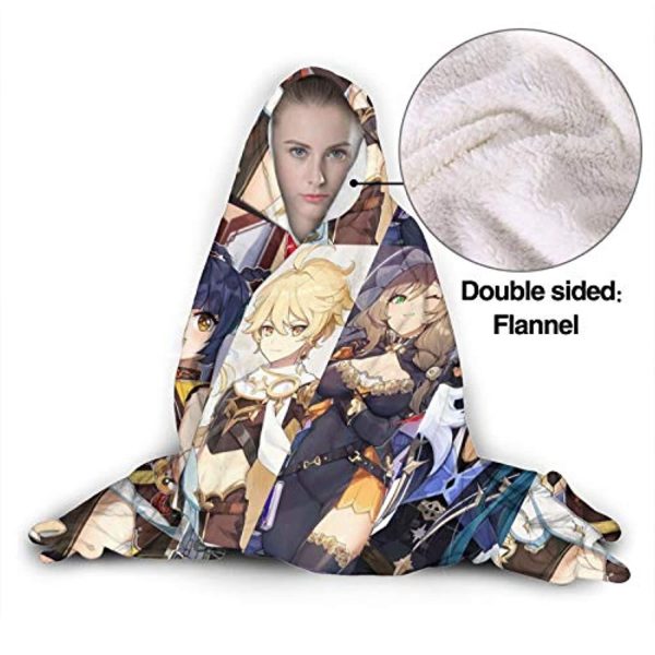 Genshin ImPact Hooded Blanket - Lisa Kaeya Jean Amber Cozy Thick Hooded Blanket