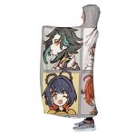 Genshin ImPact Hooded Blanket - Lisa Kaeya Jean Amber Cozy Thick Hooded Blanket