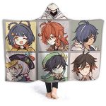 Genshin ImPact Hooded Blanket - Lisa Kaeya Jean Amber Cozy Thick Hooded Blanket