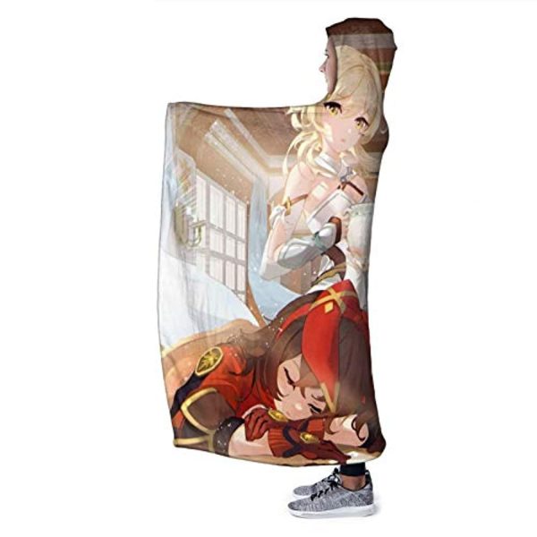 Genshin ImPact Hooded Blanket - Lisa Kaeya Jean Amber Cozy Thick Hooded Blanket