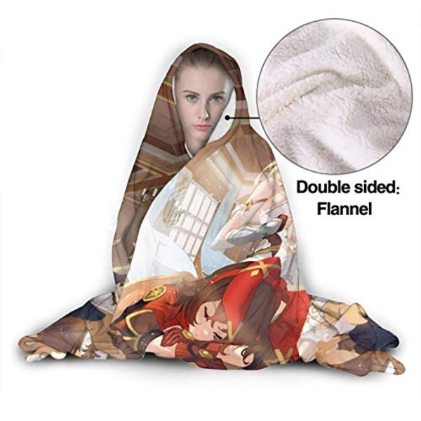 Genshin ImPact Hooded Blanket - Lisa Kaeya Jean Amber Cozy Thick Hooded Blanket