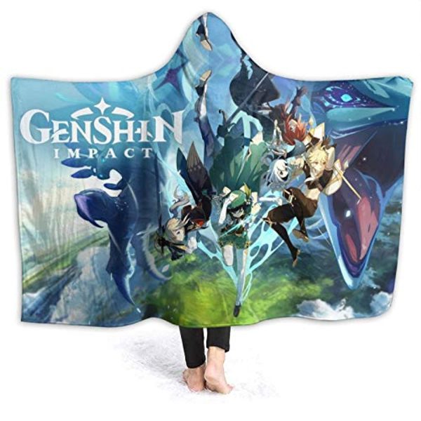 Genshin ImPact Hooded Blanket -  Lisa Kaeya Jean Amber Cozy Thick Hooded Blanket